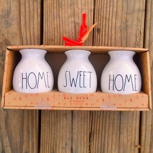 Rae Dunn MAGENTA Set of Three Bud Vases “Home Sweet Home”